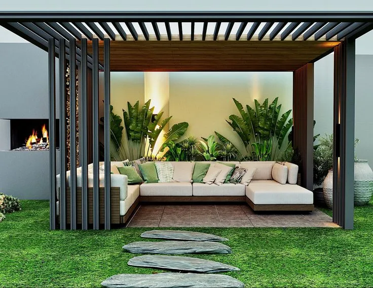 تحويل الفناء إلى واحة في الجنوب:للمظلات والحدائق وبرجولات 