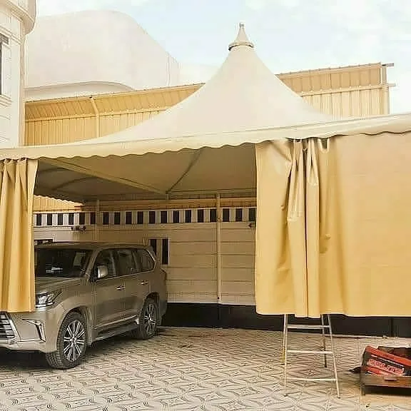 اصلاح مظلات كراج مقوسة بتثبيت آمن في خميس مشيط وجيزان